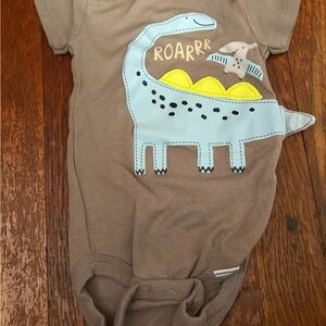 Gerber Brown Baby Onesie with Dinosaur Design